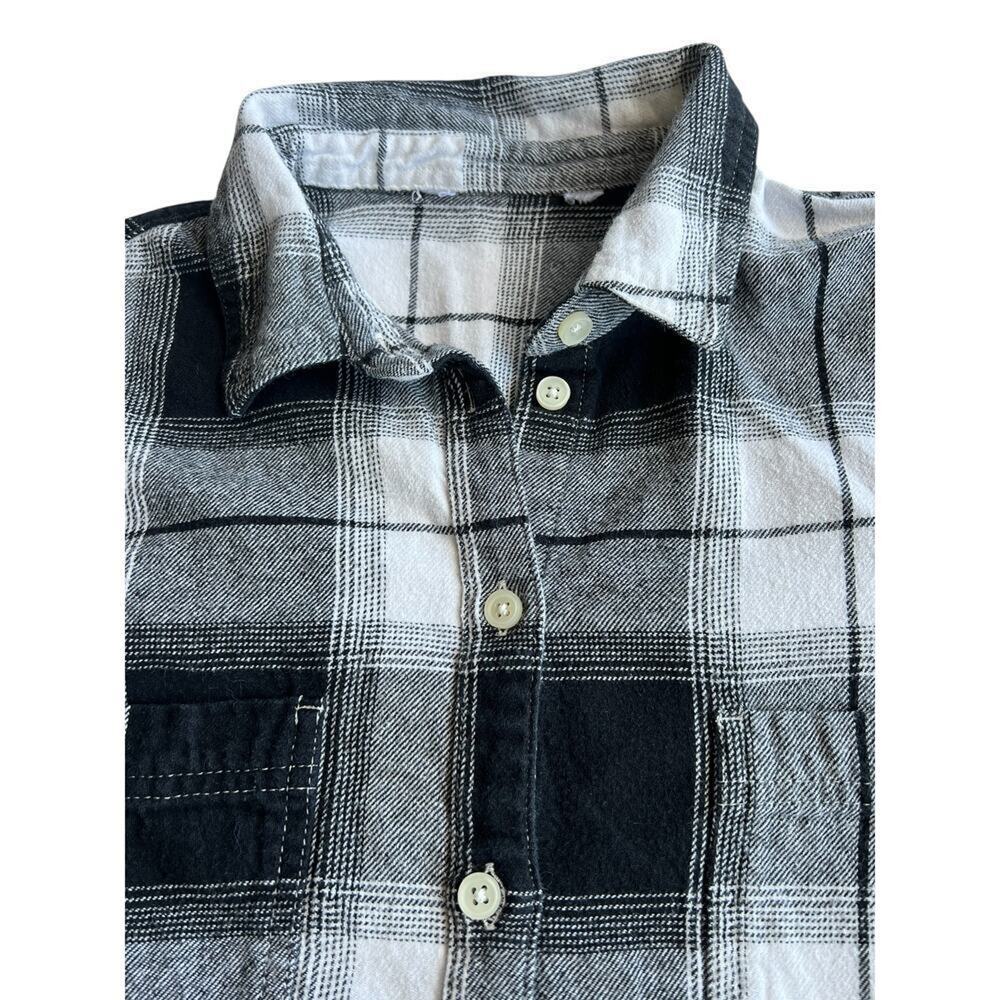 Black & white flannel button down shirt, women's size M